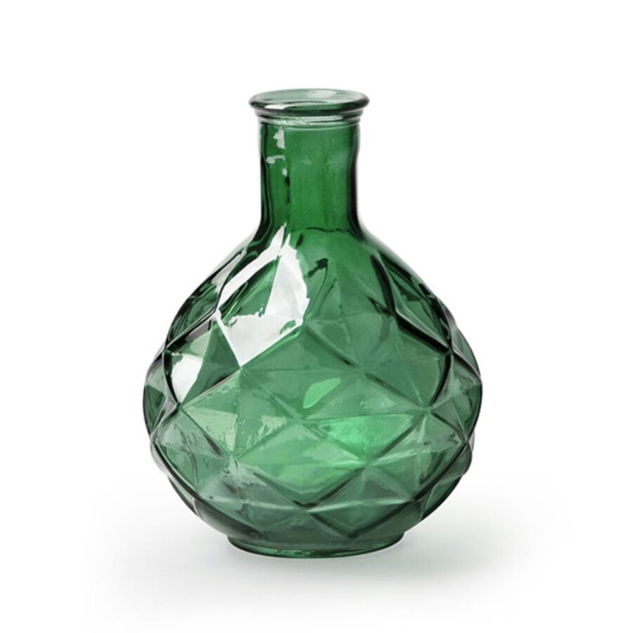 Zaļa stikla vāzīte 14cm - 18cm