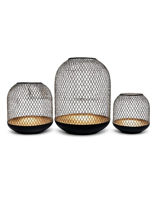 Dekoratīvs laternu komplekts (3 dažādi izmēri; augstums/diametrs - 16cm/17cm; 20cm/20cm; 30cm/30cm)