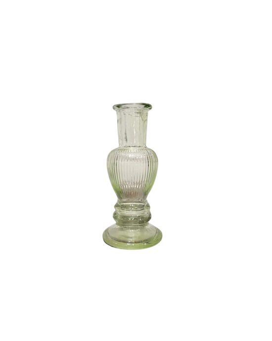 Gaiši zaļš stikla svečturis/vāze 12 cm