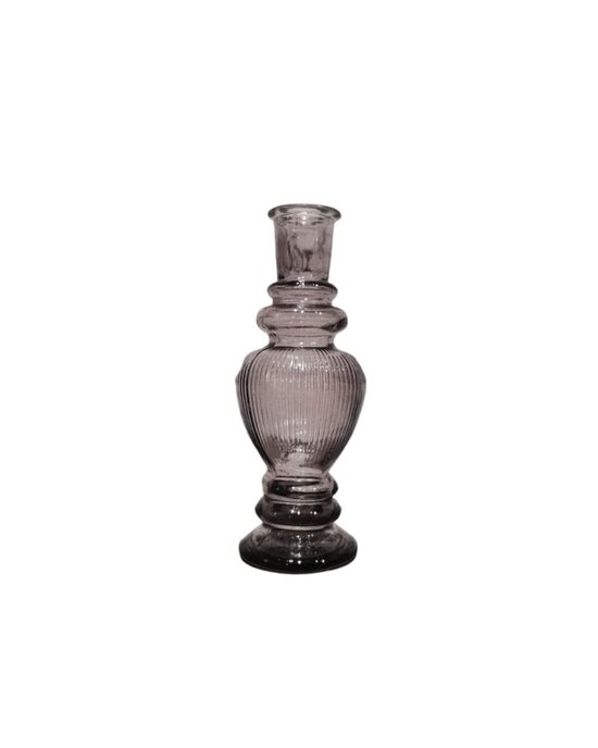 Pelēks stikla svečturis/vāze 16 cm