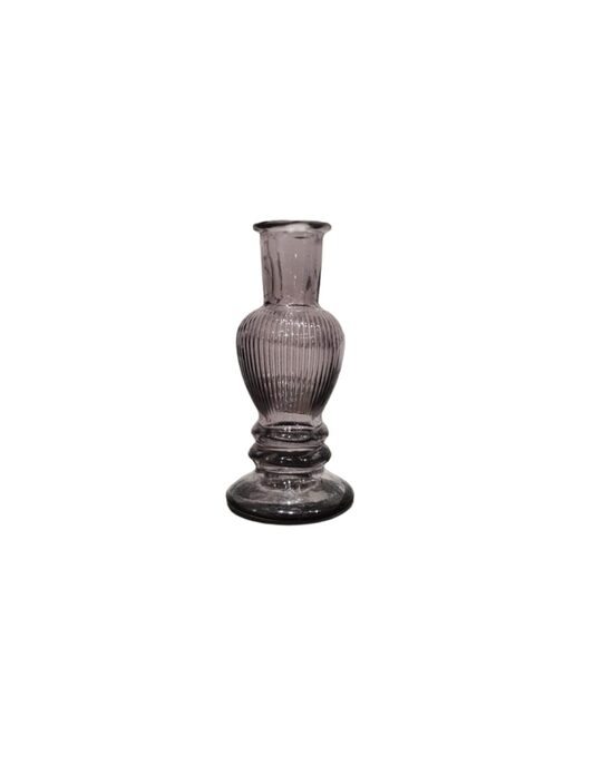 Pelēks stikla svečturis/vāze 12 cm