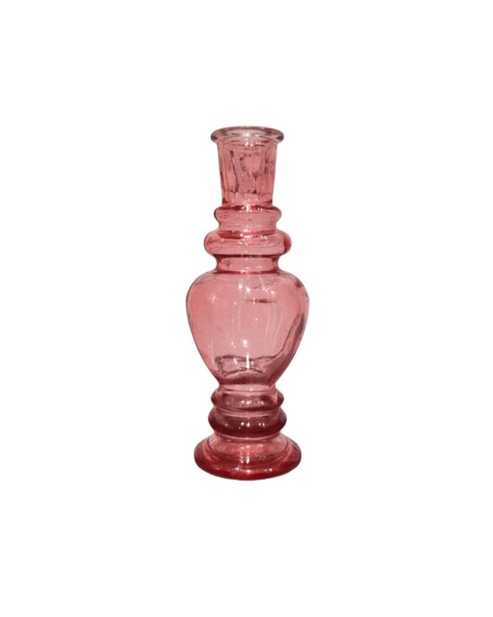 Sarkans stikla svečturis/vāze 16 cm
