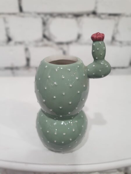 Zaļa kaktusa formas vāzīte (augstums - 15 cm)