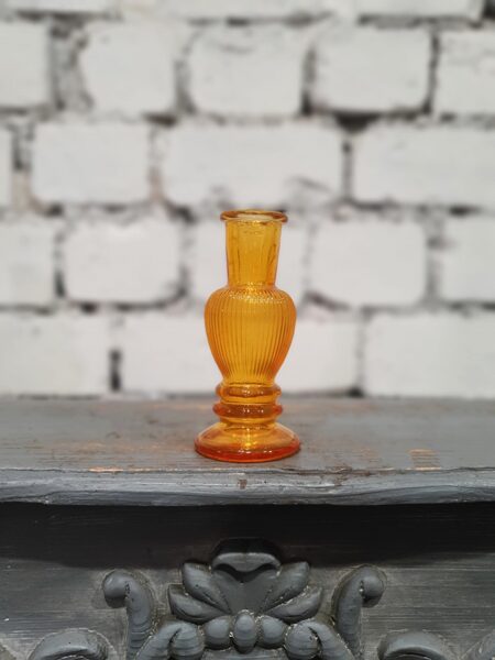 Oranžs stikla svečturis/vāze 12 cm