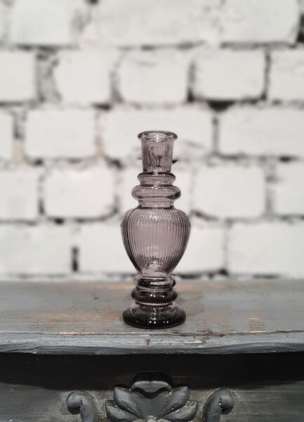Pelēks stikla svečturis/vāze 16 cm
