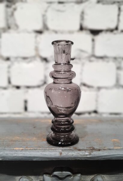 Pelēks stikla svečturis/vāze 16 cm