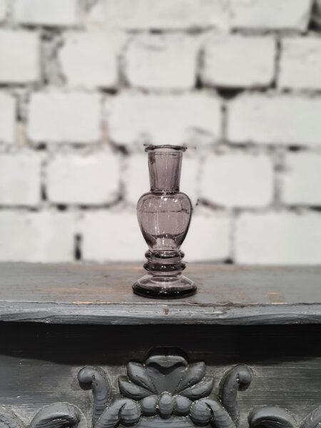 Pelēks stikla svečturis/vāze 12 cm