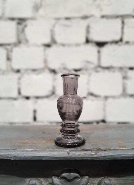 Pelēks stikla svečturis/vāze 12 cm