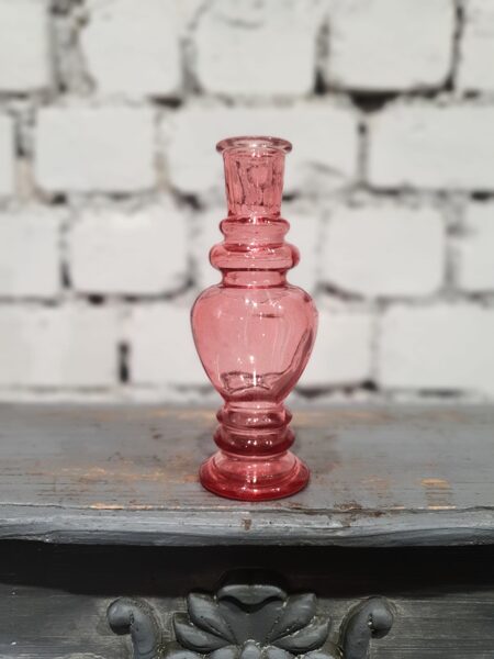 Sarkans stikla svečturis/vāze 16 cm