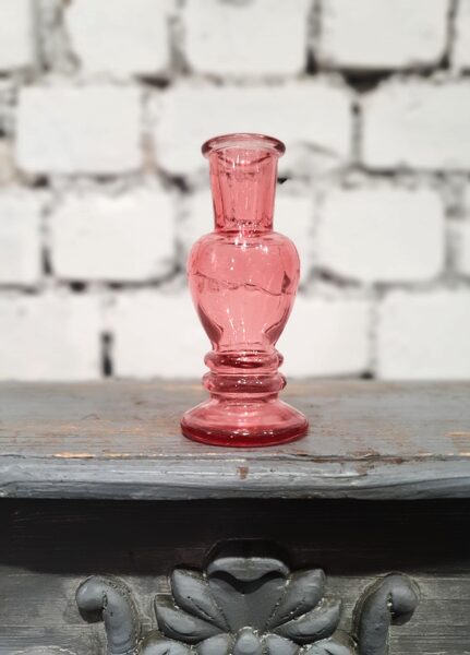 Sarkans stikla svečturis/vāze 12 cm