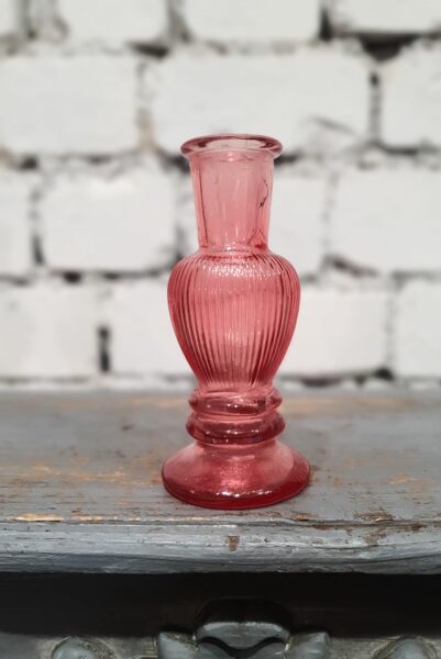 Sarkans stikla svečturis/vāze 12 cm