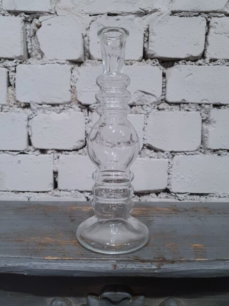 Caurspīdīgs stikla svečturis/vāze 23 cm