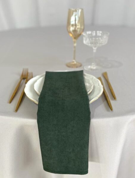 Zaļa, samtīga auduma galda salvete (38x44 cm)